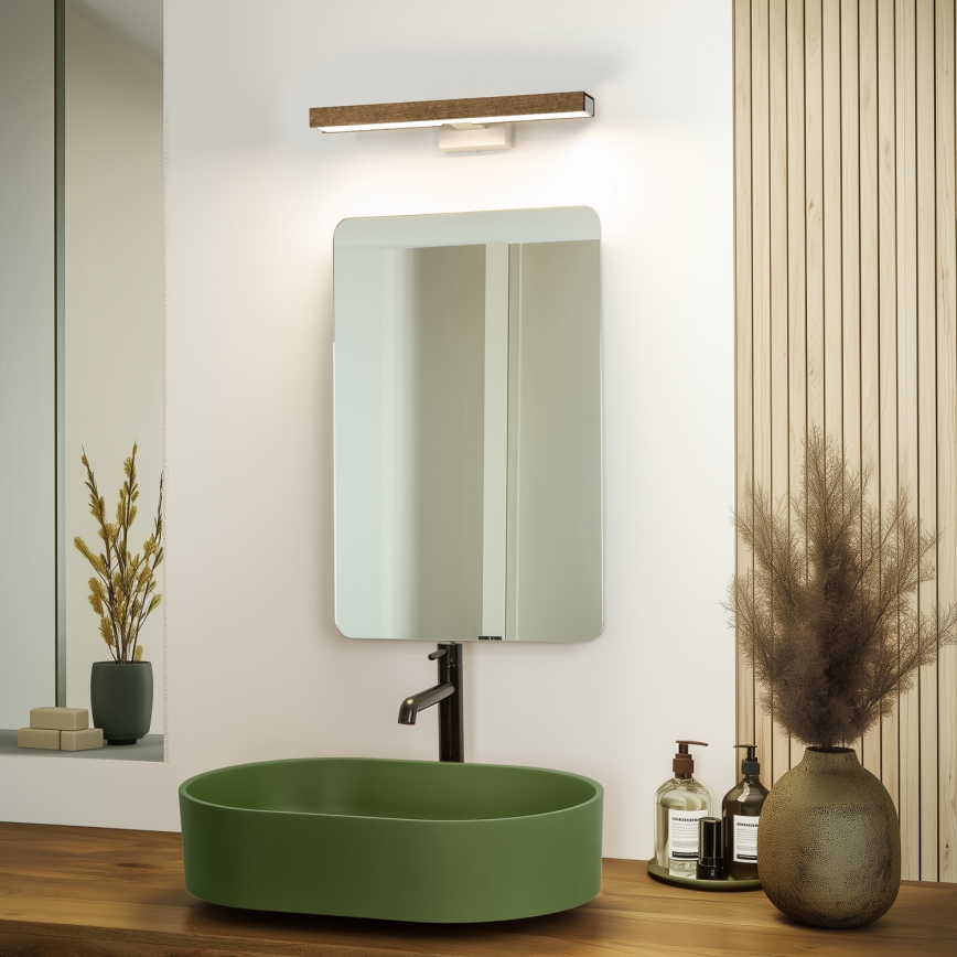 Brilagi - LED Peeglivalgustus vannituppa WOODY MIRROR LED/8W/230V 40 cm IP44 tamm pähkel/valge