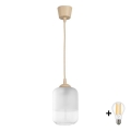 BRILAGI - LED-pendel kaabliga RETRO GLASS 1xE27/60W/230V Ø 14 cm beež/valge