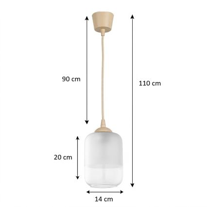 BRILAGI - LED-pendel kaabliga RETRO GLASS 1xE27/60W/230V Ø 14 cm beež/valge