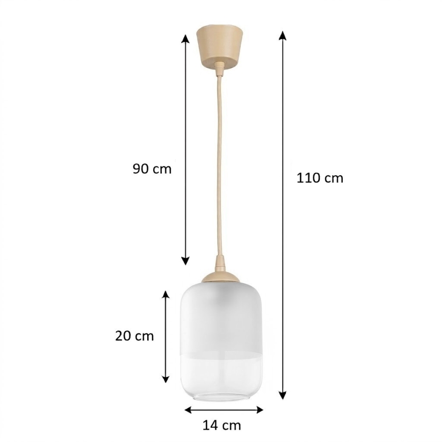 BRILAGI - LED-pendel kaabliga RETRO GLASS 1xE27/60W/230V Ø 14 cm beež/valge