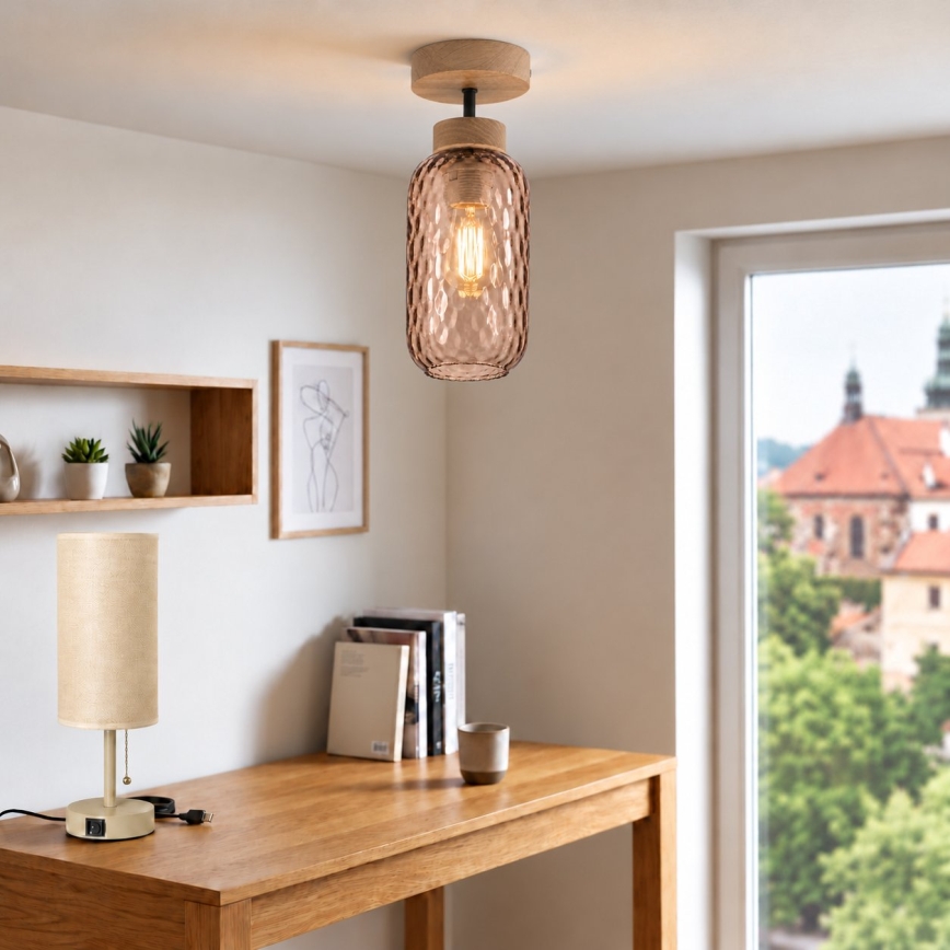 BRILAGI - LED pinnapealne lühter RETRO GLASS 1xE27/60W/230V Ø 14 cm tamm/suitsune pruun