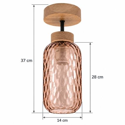 BRILAGI - LED pinnapealne lühter RETRO GLASS 1xE27/60W/230V Ø 14 cm tamm/suitsune pruun