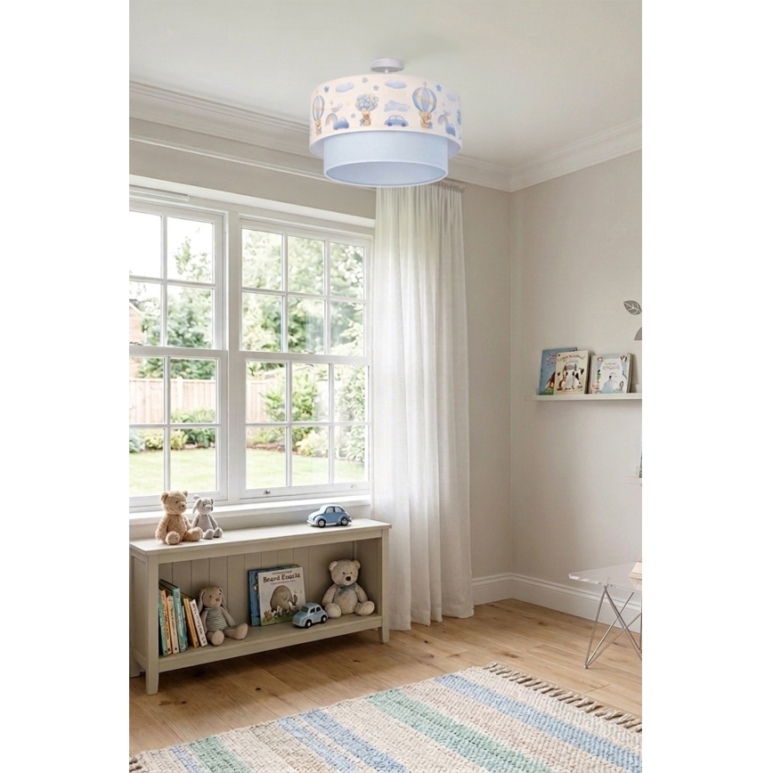 Brilagi - LED lastetoa pinnapealne laelamp BOBO 1xE27/60W/230V, läbimõõt 40 cm, kreem/sinine/karukestega