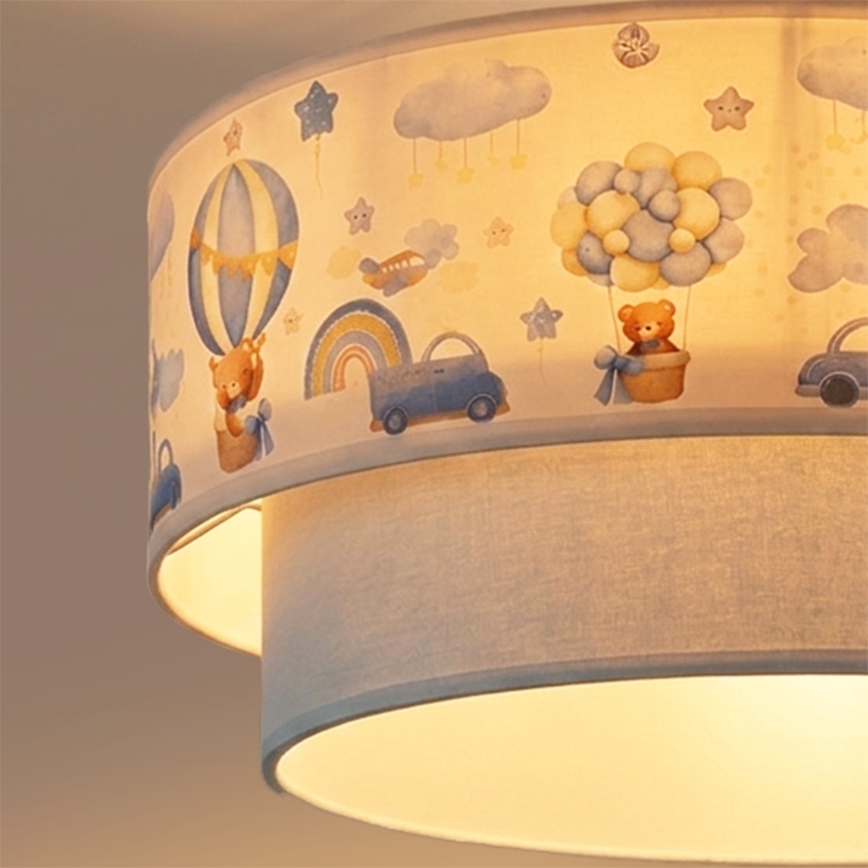 Brilagi - LED lastetoa pinnapealne laelamp BOBO 1xE27/60W/230V, läbimõõt 40 cm, kreem/sinine/karukestega
