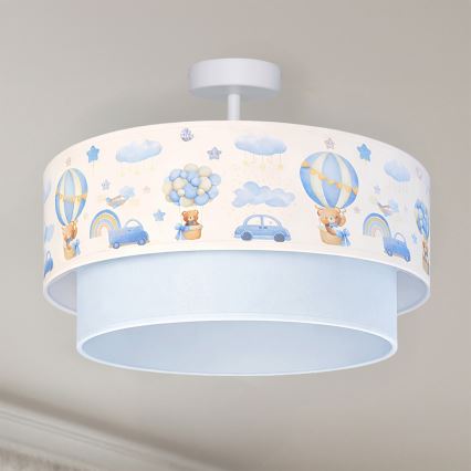 Brilagi - LED lastetoa pinnapealne laelamp BOBO 1xE27/60W/230V, läbimõõt 40 cm, kreem/sinine/karukestega