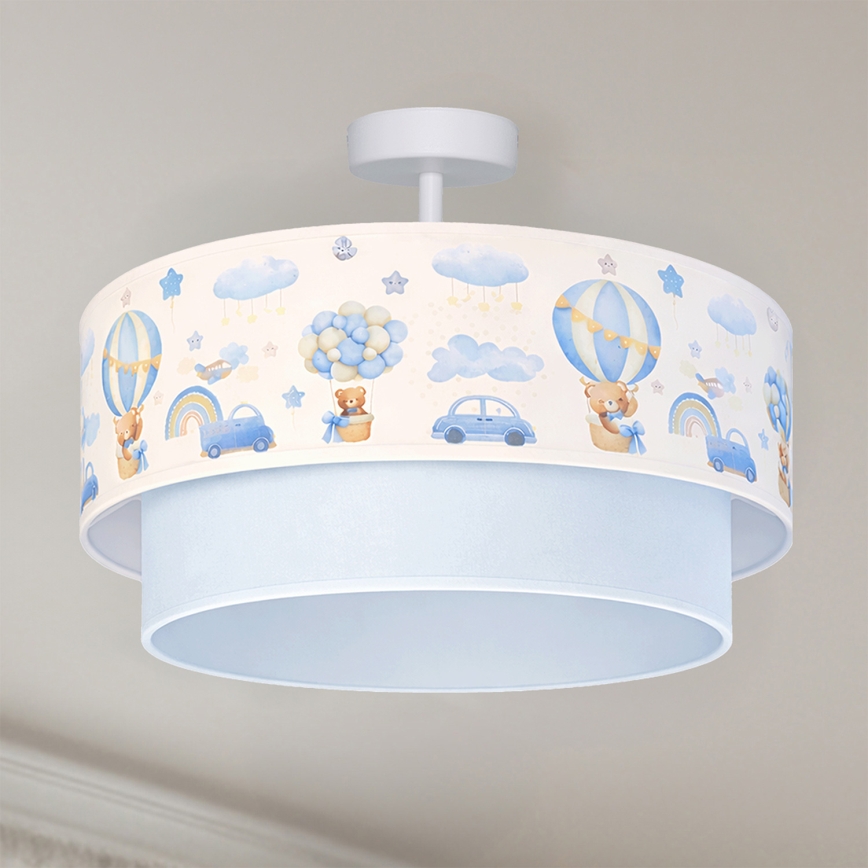 Brilagi - LED lastetoa pinnapealne laelamp BOBO 1xE27/60W/230V, läbimõõt 40 cm, kreem/sinine/karukestega