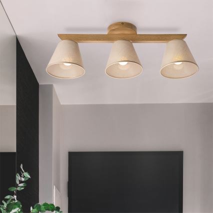 Brilagi - LED  Pinnale kinnitatav lühter ANTHONY 3xE14/40W/230V tamm/beež