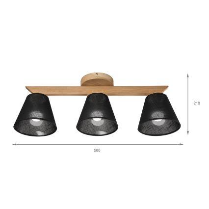 Brilagi - LED  Pinnale kinnitatav lühter ANTHONY 3xE14/40W/230V tamm/must