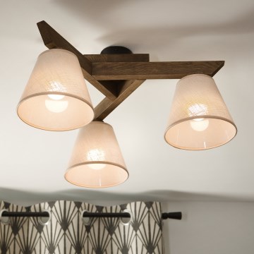 Brilagi - LED  Pinnale kinnitatav lühter ANTHONY 3xE14/40W/230V tamm pähklipuu/beež