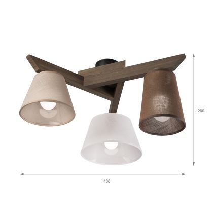 Brilagi - LED  Pinnale kinnitatav lühter ANTHONY 3xE14/40W/230V tamm pähklipuu