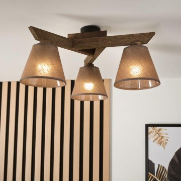 Brilagi - LED  Pinnale kinnitatav lühter ANTHONY 3xE14/40W/230V tamm pähklipuu/pruun