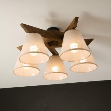 Brilagi - LED  Pinnale kinnitatav lühter ANTHONY 5xE14/40W/230V tamm/beež
