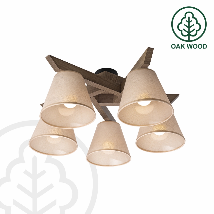 Brilagi - LED  Pinnale kinnitatav lühter ANTHONY 5xE14/40W/230V tamm/beež