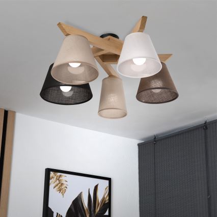 Brilagi - LED  Pinnale kinnitatav lühter ANTHONY 5xE14/40W/230V tamm