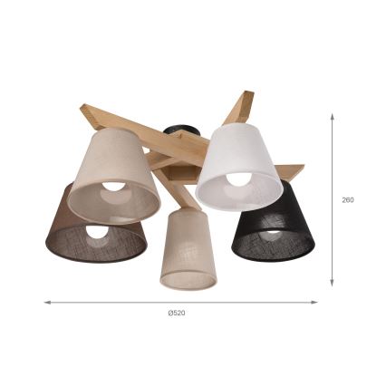 Brilagi - LED  Pinnale kinnitatav lühter ANTHONY 5xE14/40W/230V tamm