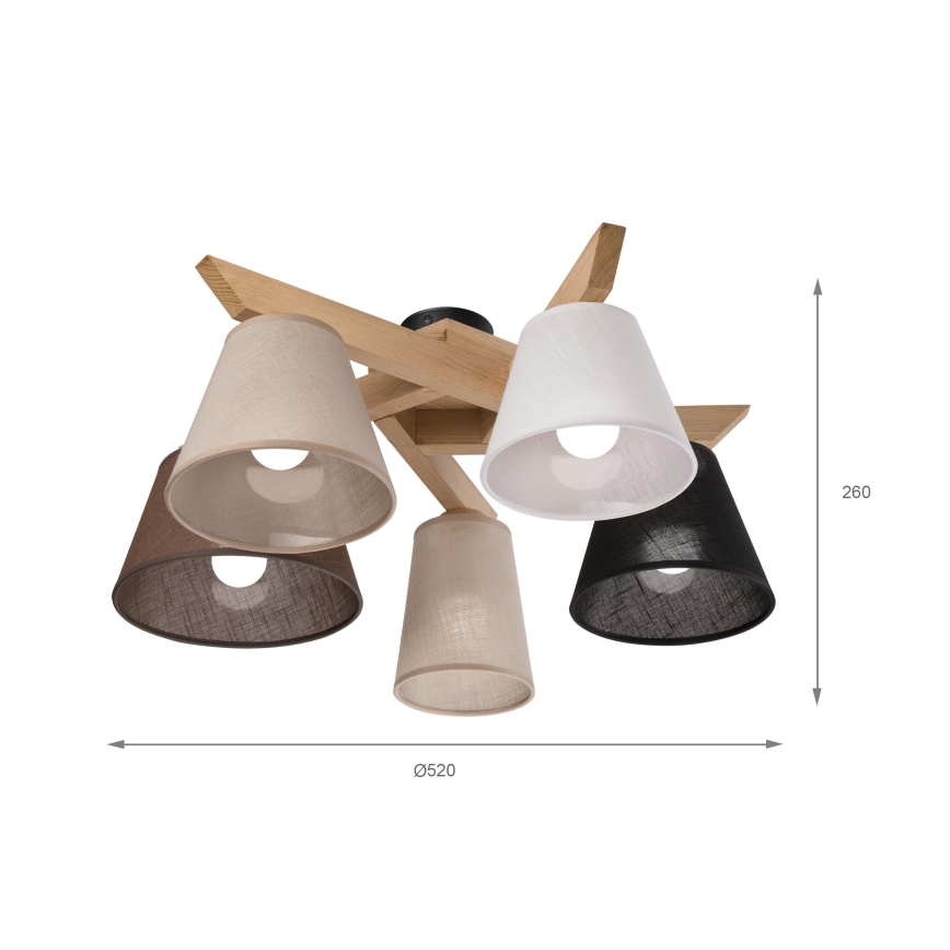 Brilagi - LED  Pinnale kinnitatav lühter ANTHONY 5xE14/40W/230V tamm