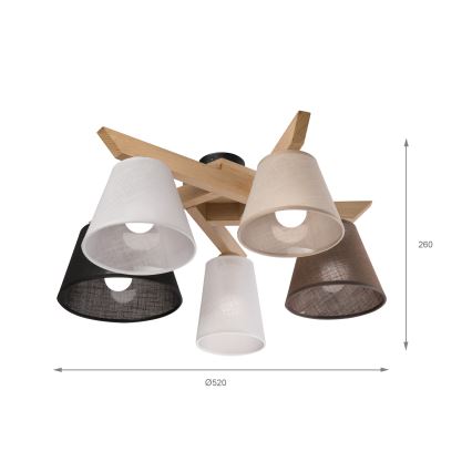 Brilagi - LED  Pinnale kinnitatav lühter ANTHONY 5xE14/40W/230V tamm