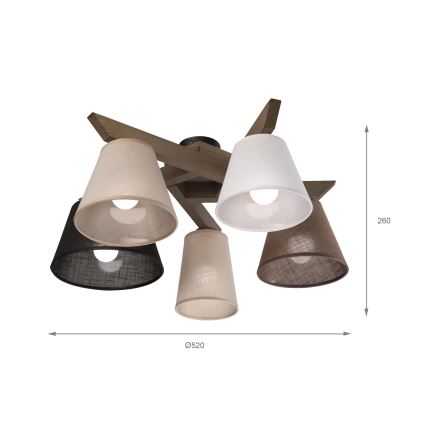 Brilagi - LED  Pinnale kinnitatav lühter ANTHONY 5xE14/40W/230V tamm