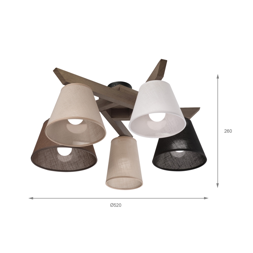 Brilagi - LED  Pinnale kinnitatav lühter ANTHONY 5xE14/40W/230V tamm