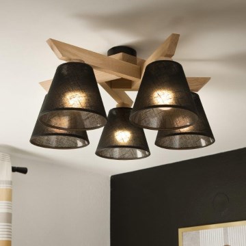 Brilagi - LED  Pinnale kinnitatav lühter ANTHONY 5xE14/40W/230V tamm/must