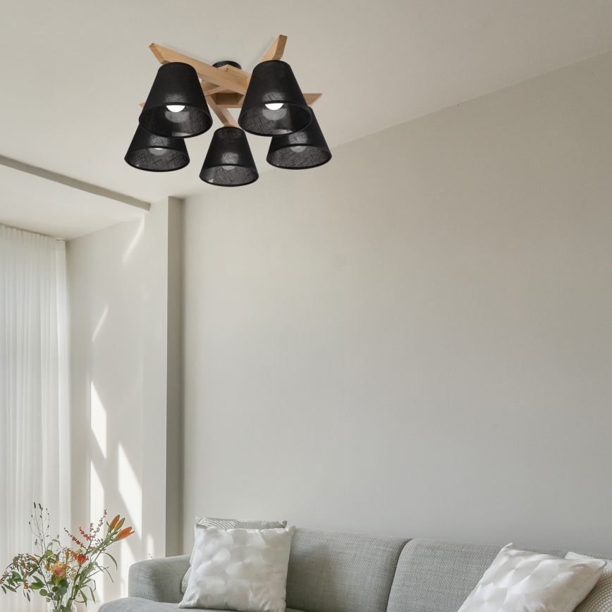 Brilagi - LED  Pinnale kinnitatav lühter ANTHONY 5xE14/40W/230V tamm/must