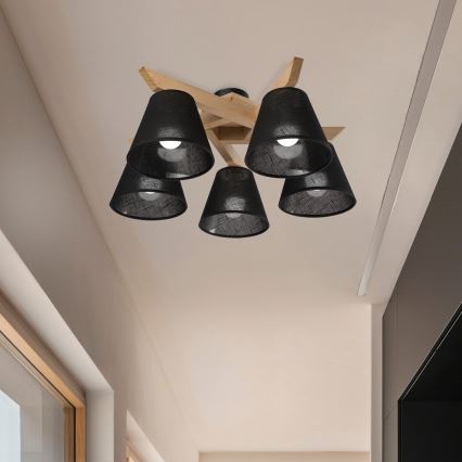 Brilagi - LED  Pinnale kinnitatav lühter ANTHONY 5xE14/40W/230V tamm/must