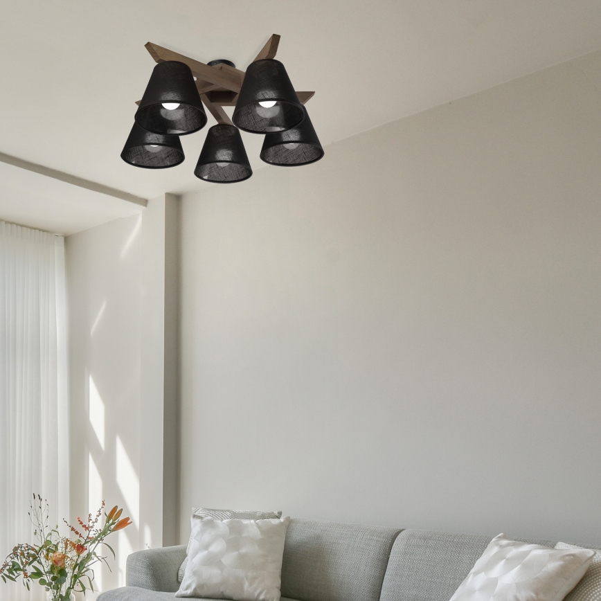 Brilagi - LED  Pinnale kinnitatav lühter ANTHONY 5xE14/40W/230V tamm/must