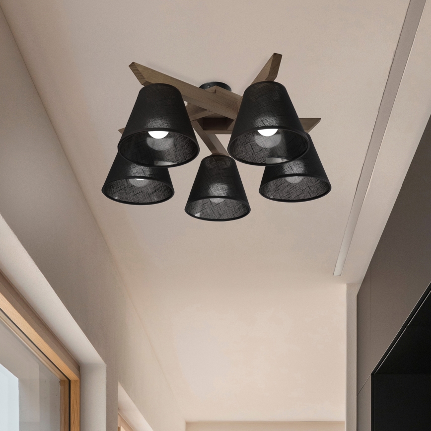 Brilagi - LED  Pinnale kinnitatav lühter ANTHONY 5xE14/40W/230V tamm/must