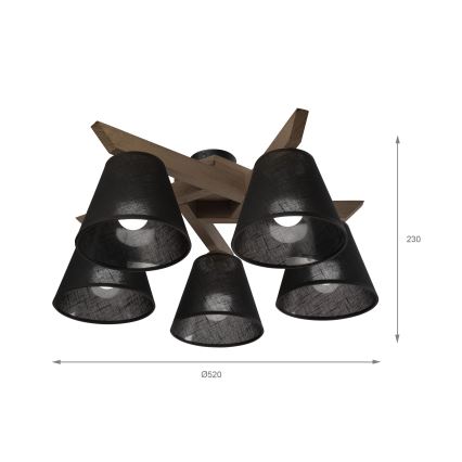 Brilagi - LED  Pinnale kinnitatav lühter ANTHONY 5xE14/40W/230V tamm/must