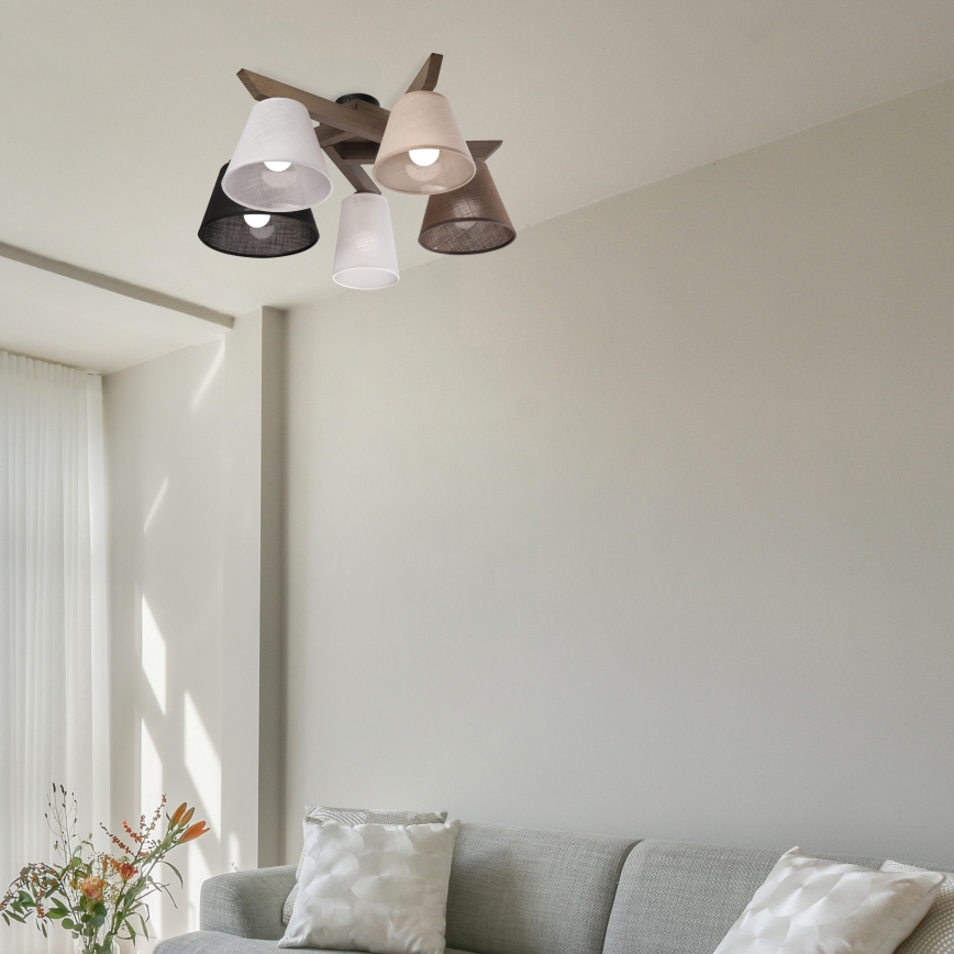 Brilagi - LED  Pinnale kinnitatav lühter ANTHONY 5xE14/40W/230V tamm pähklipuu