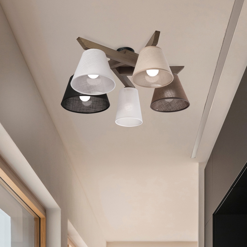 Brilagi - LED  Pinnale kinnitatav lühter ANTHONY 5xE14/40W/230V tamm pähklipuu