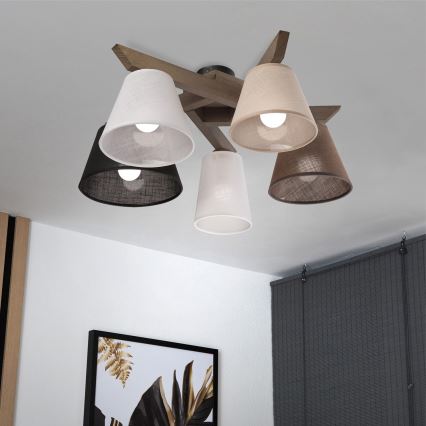 Brilagi - LED  Pinnale kinnitatav lühter ANTHONY 5xE14/40W/230V tamm pähklipuu