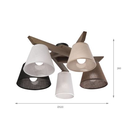 Brilagi - LED  Pinnale kinnitatav lühter ANTHONY 5xE14/40W/230V tamm pähklipuu