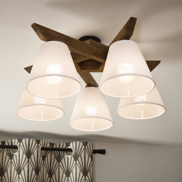 Brilagi - LED  Pinnale kinnitatav lühter ANTHONY 5xE14/40W/230V tamm pähklipuu/valge