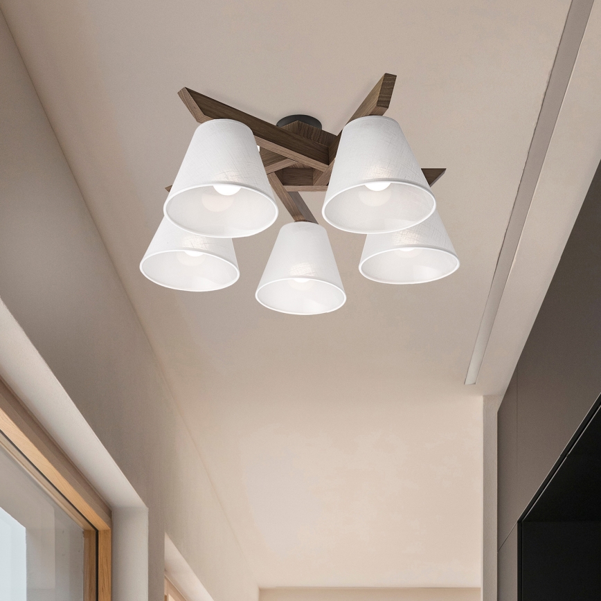 Brilagi - LED  Pinnale kinnitatav lühter ANTHONY 5xE14/40W/230V tamm pähklipuu/valge