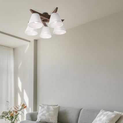 Brilagi - LED  Pinnale kinnitatav lühter ANTHONY 5xE14/40W/230V tamm pähklipuu/valge