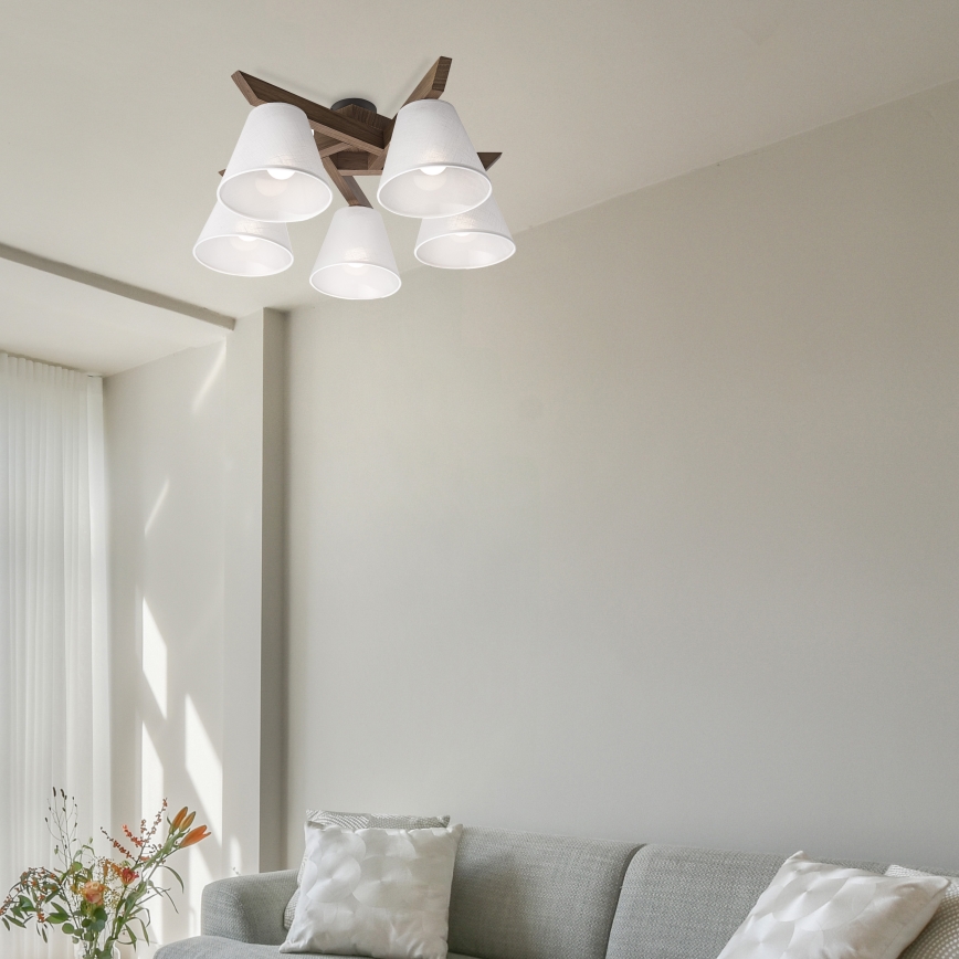 Brilagi - LED  Pinnale kinnitatav lühter ANTHONY 5xE14/40W/230V tamm pähklipuu/valge