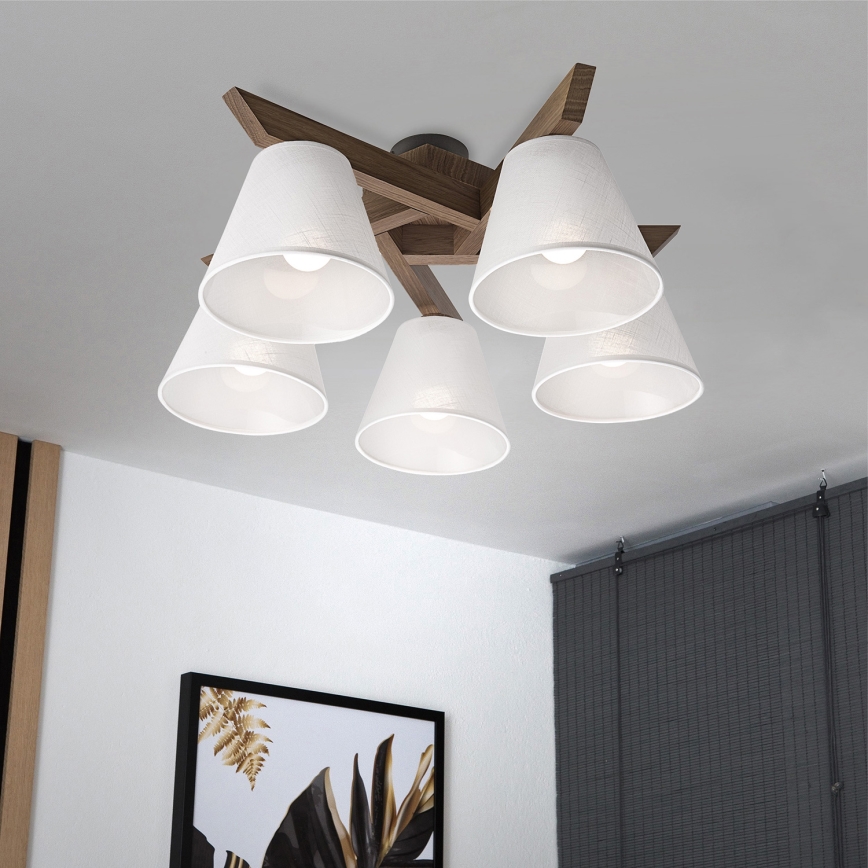 Brilagi - LED  Pinnale kinnitatav lühter ANTHONY 5xE14/40W/230V tamm pähklipuu/valge