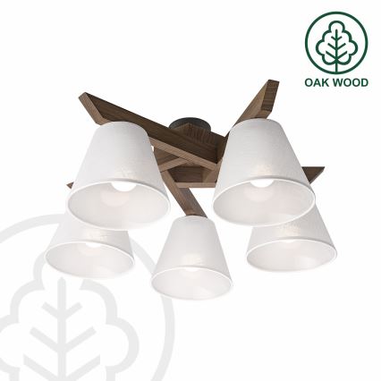 Brilagi - LED  Pinnale kinnitatav lühter ANTHONY 5xE14/40W/230V tamm pähklipuu/valge