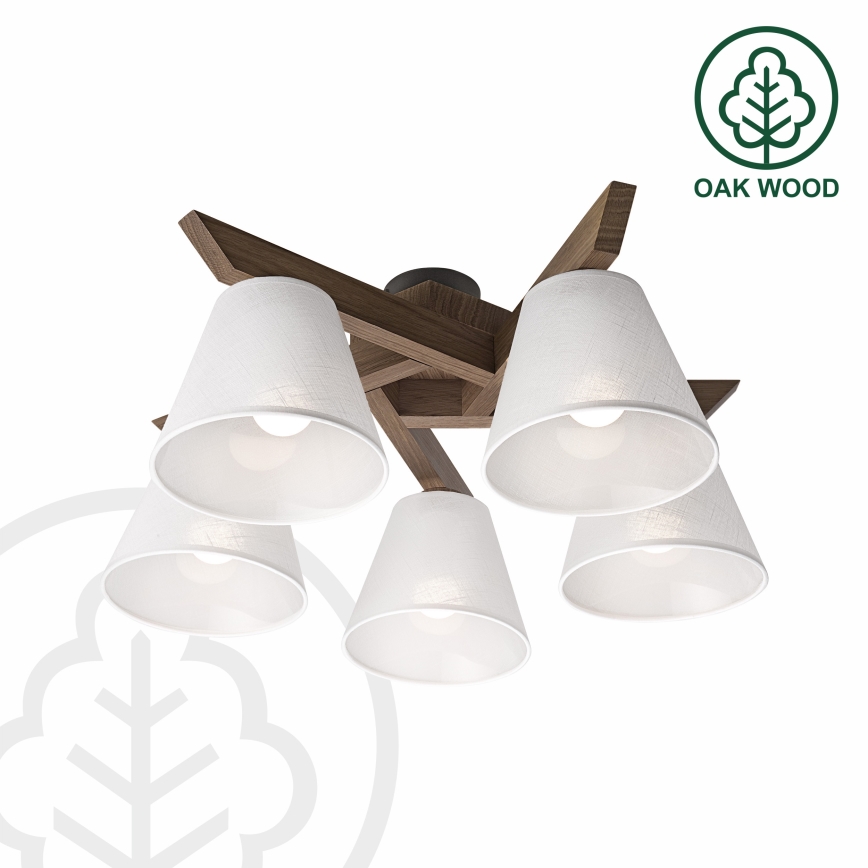 Brilagi - LED  Pinnale kinnitatav lühter ANTHONY 5xE14/40W/230V tamm pähklipuu/valge