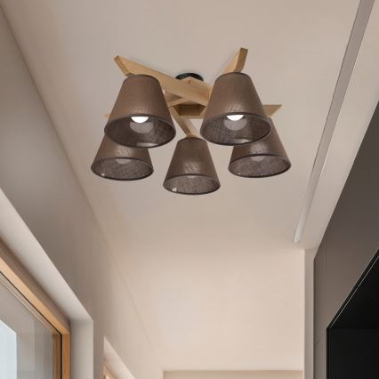 Brilagi - LED  Pinnale kinnitatav lühter ANTHONY 5xE14/40W/230V tamm/pruun