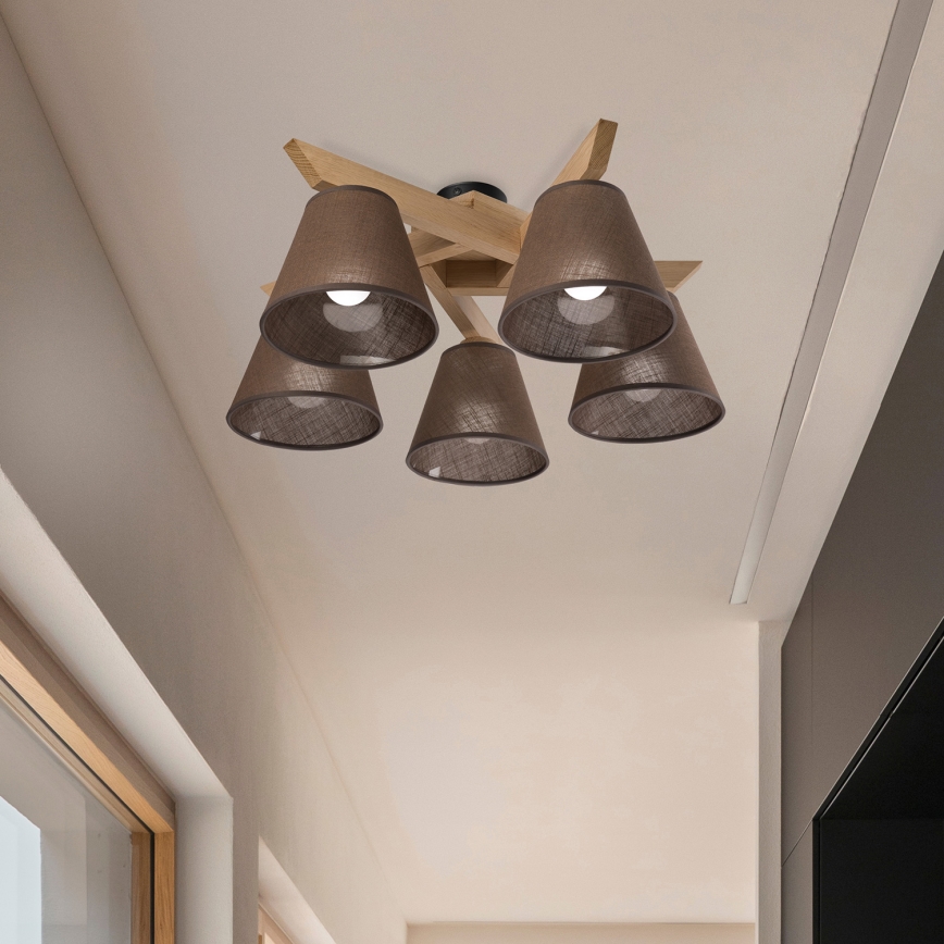 Brilagi - LED  Pinnale kinnitatav lühter ANTHONY 5xE14/40W/230V tamm/pruun