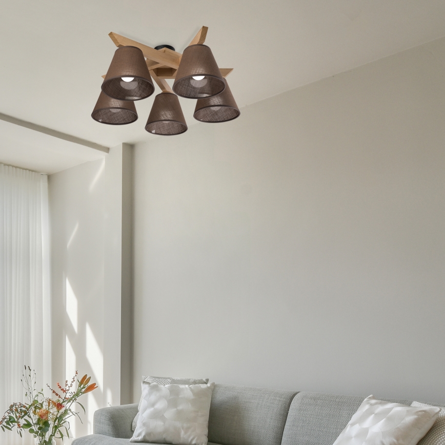 Brilagi - LED  Pinnale kinnitatav lühter ANTHONY 5xE14/40W/230V tamm/pruun