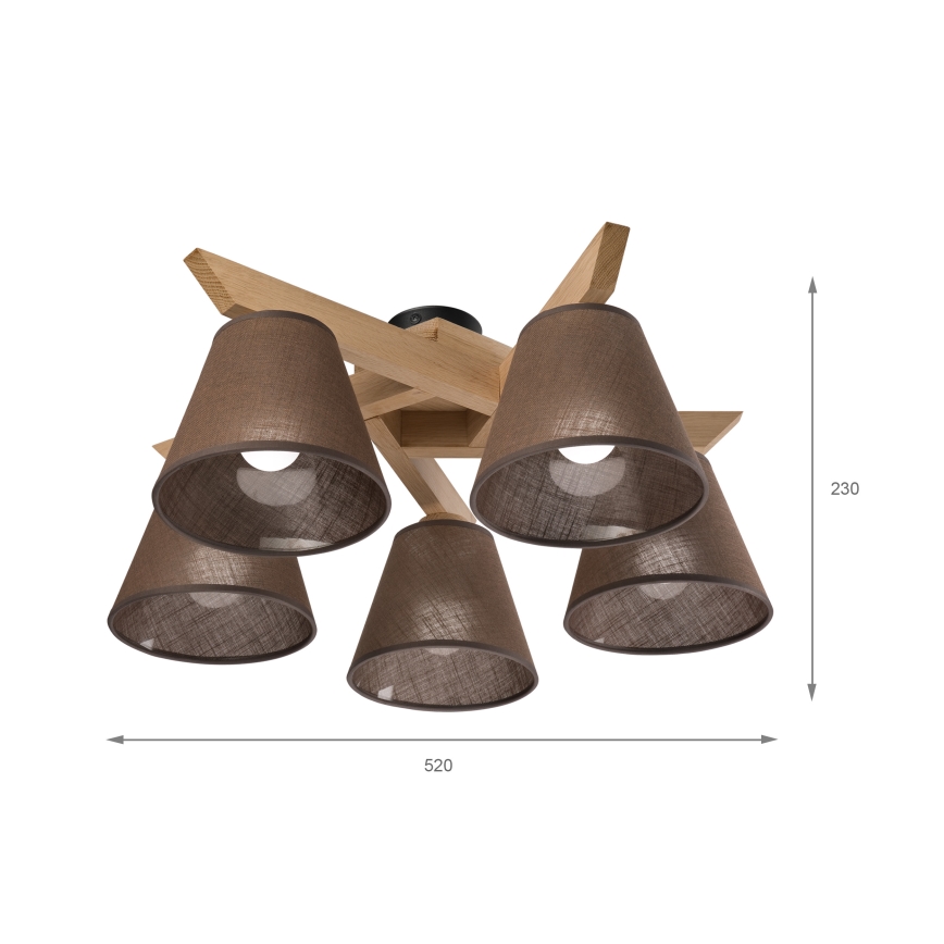 Brilagi - LED  Pinnale kinnitatav lühter ANTHONY 5xE14/40W/230V tamm/pruun