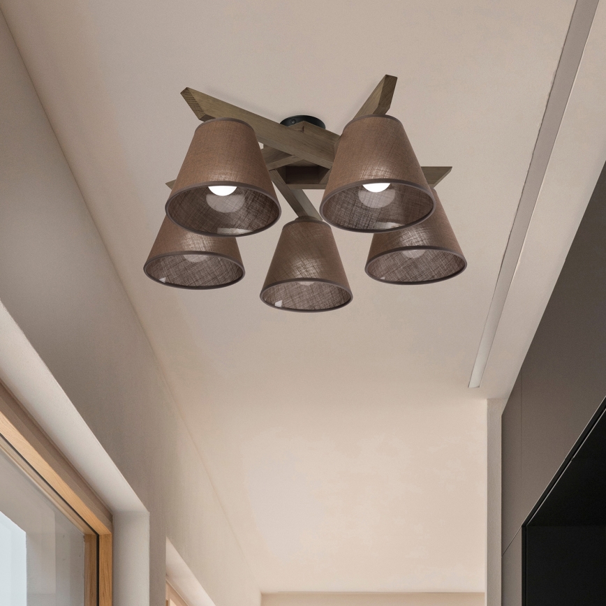 Brilagi - LED  Pinnale kinnitatav lühter ANTHONY 5xE14/40W/230V tamm/pruun