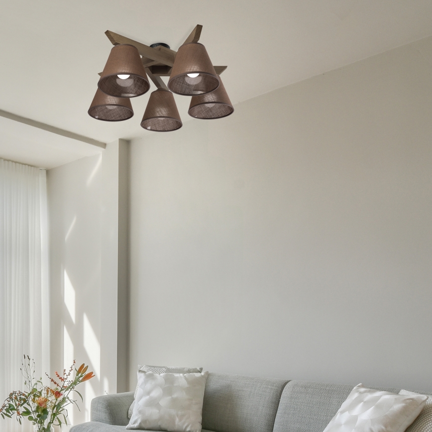 Brilagi - LED  Pinnale kinnitatav lühter ANTHONY 5xE14/40W/230V tamm/pruun