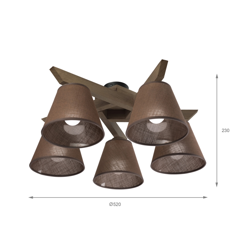 Brilagi - LED  Pinnale kinnitatav lühter ANTHONY 5xE14/40W/230V tamm/pruun