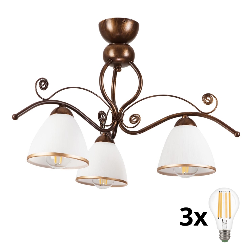 Brilagi - LED Pinnale kinnitatav lühter ANTICO 3xE27/60W/230V pronks paatina