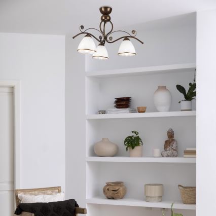 Brilagi - LED Pinnale kinnitatav lühter ANTICO 3xE27/60W/230V pronks paatina