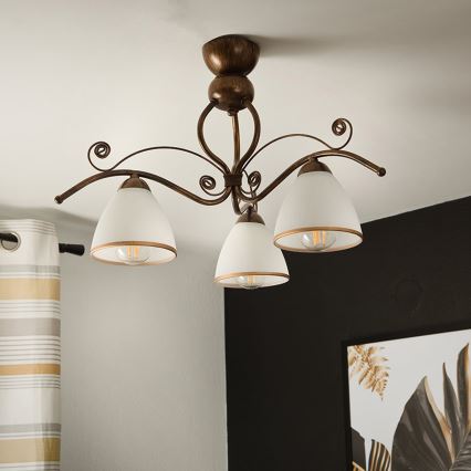 Brilagi - LED Pinnale kinnitatav lühter ANTICO 3xE27/60W/230V pronks paatina